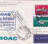 BRD - BOAC Erstflug London/Blantyre Etappe FFM/Blantyre Luftpostdrucksache 1971