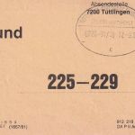 BRD - Tuttlingen/Stuttgart Überlandpost 0720-01/86 Bundzettel f. 225-229 1986