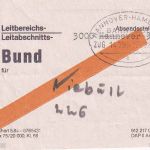 BRD - Hannover/Hamburg Bahnpost Zug 14190 Bundzettel f. 226 1986