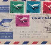 BRD - Lufthansa Erstflug Düsseldorf/New York Satzbrief/Schmuckkuvert 1955