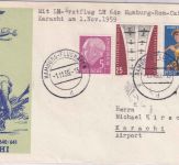 BRD - Lufthansa Erstflug Hamburg/Karachi Schmuckkuvert 1959