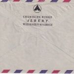 BRD - Wiesbaden-Biebrich 60 Pfg. AFS "Chem. Werke Albrecht" Luftpostbrief 1956