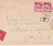 Bizone - 30+2x20+10 Pfg. Bauten Luftpostbrief n. USA Bad Reichenhall 1950
