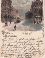 Hamburg - Hamburg Steindamm Straßenansicht Farblitho gelaufen 1901