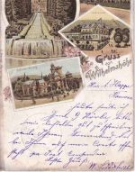 Hessen - Kassel Wilhelmshöhe Mehrbild-Farblitho (Cafe Mulang etc.) gelaufen 1899