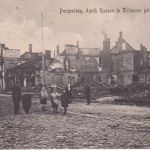 Litauen/Postgebiet Ob.Ost - Poniewiesz/Panevėžys zers. Straßenansicht sw-AK 1915