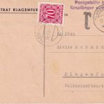 Österreich - Klagenfurt 1953 unfrankierte Dienstortspostkarte Nachgebühr