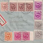 Österreich - 2x30+3x20g Posthorn u.a. Einschreibebrief Schwanenstadt 29.10.45
