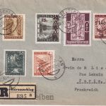 Österreich - 5g Stephansdom ua. Einschreibebrief n. FRANKREICH Mürzzuschlag 1947