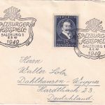 Österreich - 1 S. Johann Strauss Brief SST Salburg - Salzburger Festspiele 1949