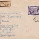Österreich - 3 S. Freimarke Einschreibebrief Klagenfurt - Starnberg 1948