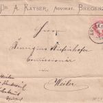 Österreich/Bayern - 5 Kr. Franz-Joseph Brief Bregenz - Weiler 1880 Irrläufer