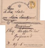 Österreich - 2 Kr. Franz-Joseph Ganzsachenkarte priv. Zudruck Wien - FFM 1876