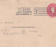 USA - 2 C. Washington Ganzsachenumschlag n. KANADA Masch.Stpl. Chicago 1900