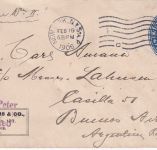 USA - 5 C. Grant Ganzsachenumschlag n. ARGENTINIEN New York - Buenos Aires 1906