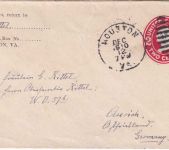 USA - 2 C. Washington Ganzsachenumschlag "Direkter Weg" Houston - Aurich 1910