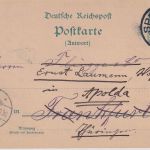 DR/Bayern - 5 Pfg. K/A Ganzsachenkarte/Antwortteil Speyer - FFM - Apolda 1901