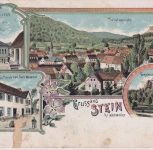 Rheinland-Pfalz - Stein b. Annweiler farb. Merhbildlitho (Gasthaus etc.) ca 1910