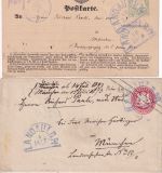 Bayern - 1 Kr. GA-Karte, 3 Kr. GA-Umschlag beide blauer HKS Landau Pf. 1873
