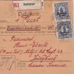 DR-Infla - 5x1 1/4 M. By-Abschied/DR u.a. Wertpaketkarte Hochspeyer 17. JUL 20