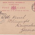 Gibraltar - 1 P. Victoria Ganzsachenkarte n. Kaiserslautern 1903