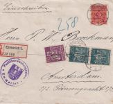 DR-Infla - 3 M. Posthorn u.a. Einschreibebrief (3. gew.st.) n. HOLLAND 7.2.1922