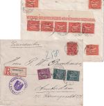 DR-Infla - 3 M. Posthorn u.a. Einschreibebrief (3. gew.st.) n. HOLLAND 7.2.1922