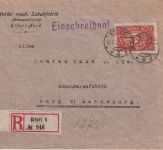 DR-Infla - 5 M. Queroval (b-Farbe !!) Einschreibebrief Erfurt 6 - Burg 15.7.22