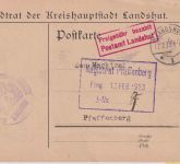 DR-Infla - Freigebühr bezahlt/Postamt Landshut roter Ra2 Karte 12.2.23
