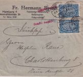 DR-Infla - 6x2.000 M. Queroval/Gebühr bezahlt Drucksachenbrief Hamburg 6.9.23