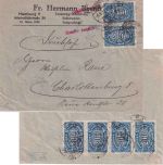DR-Infla - 6x2.000 M. Queroval/Gebühr bezahlt Drucksachenbrief Hamburg 6.9.23
