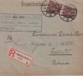DR-Infla - 2x30 M. Posthorn Einschreibebrief Charlottenburg 6 - Berlin 1.2.23