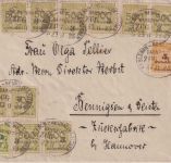 DR-Infla - 10x500 Tsd. u.a. Korbdeckel Brief Bahnpost Eisleben/Neuhaldensleben