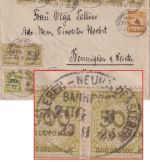 DR-Infla - 10x500 Tsd. u.a. Korbdeckel Brief Bahnpost Eisleben/Neuhaldensleben