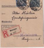 DR-Infla - 2+1,25 M. Dienst Ortseinschreibebrief Meiningen 3.6.22