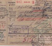 DR-Infla - Berlin NO 55 22.5.20 Wertpaketkarte i.d. SCHWEIZ Geb.bez.+Zensur