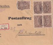 DR-Infla - 10x3.000 M. Queroval u.a. R-Postauftrag Aichach 27.8.23 - selten !!