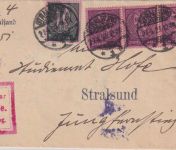 DR-Infla - 3x50+10 M. Ziffer Dienst-Ortszustellurkunde Stralsund 27.4.23