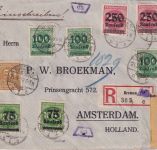 DR-Infla - 2x250 Tsd/500 M. Ziffer Einschreibebrief n. HOLLAND Bremen 21.9.23