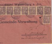 DR-Infla - 10x5 M. Ziffer b-Farbe !! Dienstbrief Wasserburg - Farrach 17.1.23