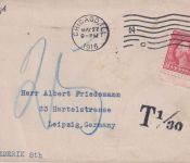USA - 2 C. Washington Brief Chicago - Leipzig 1916 - Zensur u. Nachporto