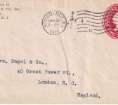 USA - 2 C. Washington Ganzsachenumschlag/Sondertarif n. ENGLAND 1911