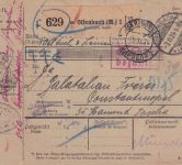 DR - Offenbach a/M. 1924 bar frankierte Paketkarte i.d. TÜRKEI