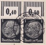 DR - 2x1+4 Pfg. Hindenburg (Walze/Oberrand) Karte Braunschweig 31.12.34