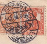 DR - 7 1/2 Pfg. Germania (2 versch. Farbtöne) Brief Rüstringen Osnabrück 30.5.18