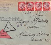 DR - 4x8 Pfg. Hindenburg Nachnahmebrief Kempten - Hamburg 1938
