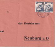 DR - 2x4 Pfg. Nothilfe/Trachten Ortsbrief Neuburg a/D. 1935