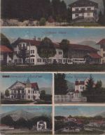 Bayern - Oberach b. Rottach farb. Mehrbild-AK (Gasthaius, Handlung etc. ca. 1910