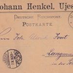 DR - 10 Pfg. K/A Firmenkarte i.d. SCHWEIZ Ujest - Langenau 1890