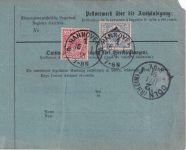 DR - 50+20+10 Pfg. K/A Perfin "CC&GCo" Paketkarte n. BELGIEN Hannover 1891
